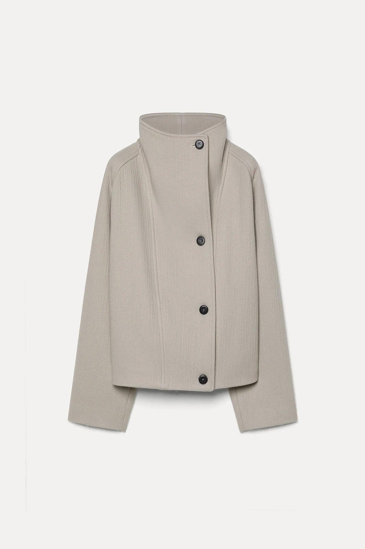 Giubbino con collo alto in panno di lana e cashmere