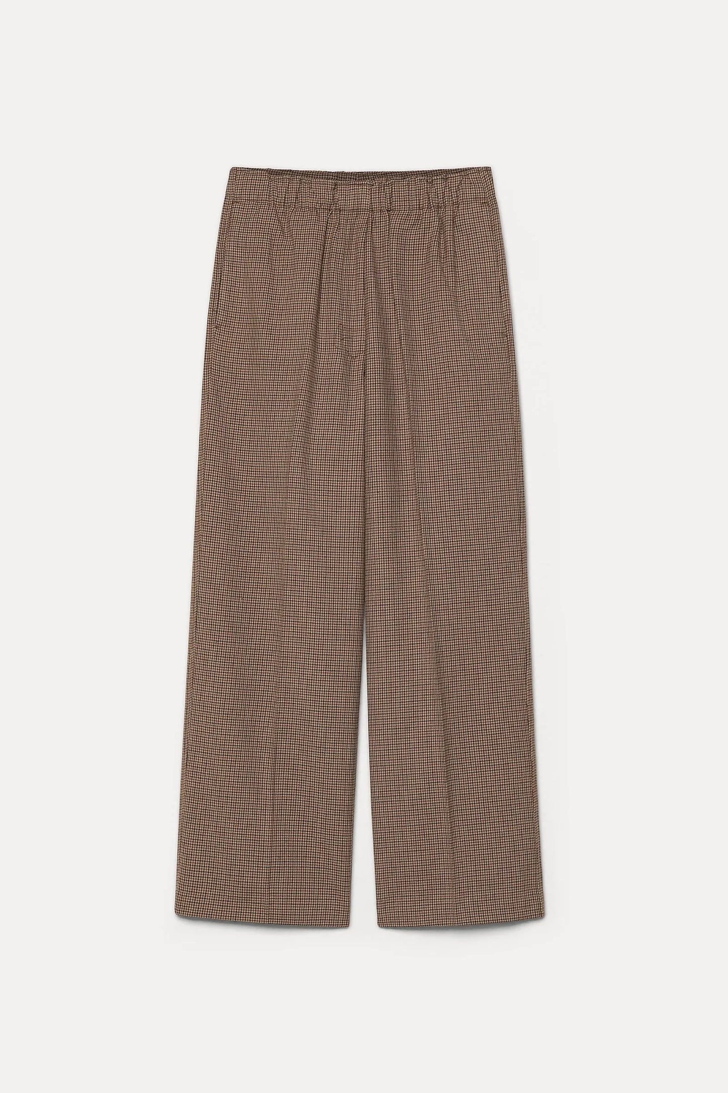 Pantalone con elastico in flanella pied de poule