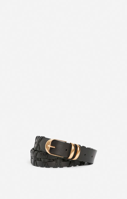 Cintura in pelle intrecciata nera
