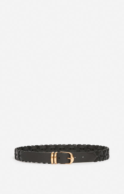 Cintura in pelle intrecciata nera
