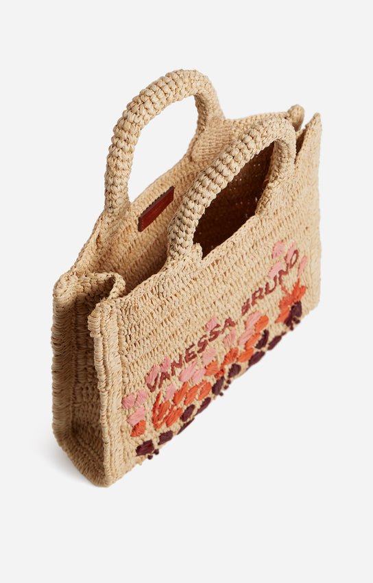 Borsa in raffia ricamata