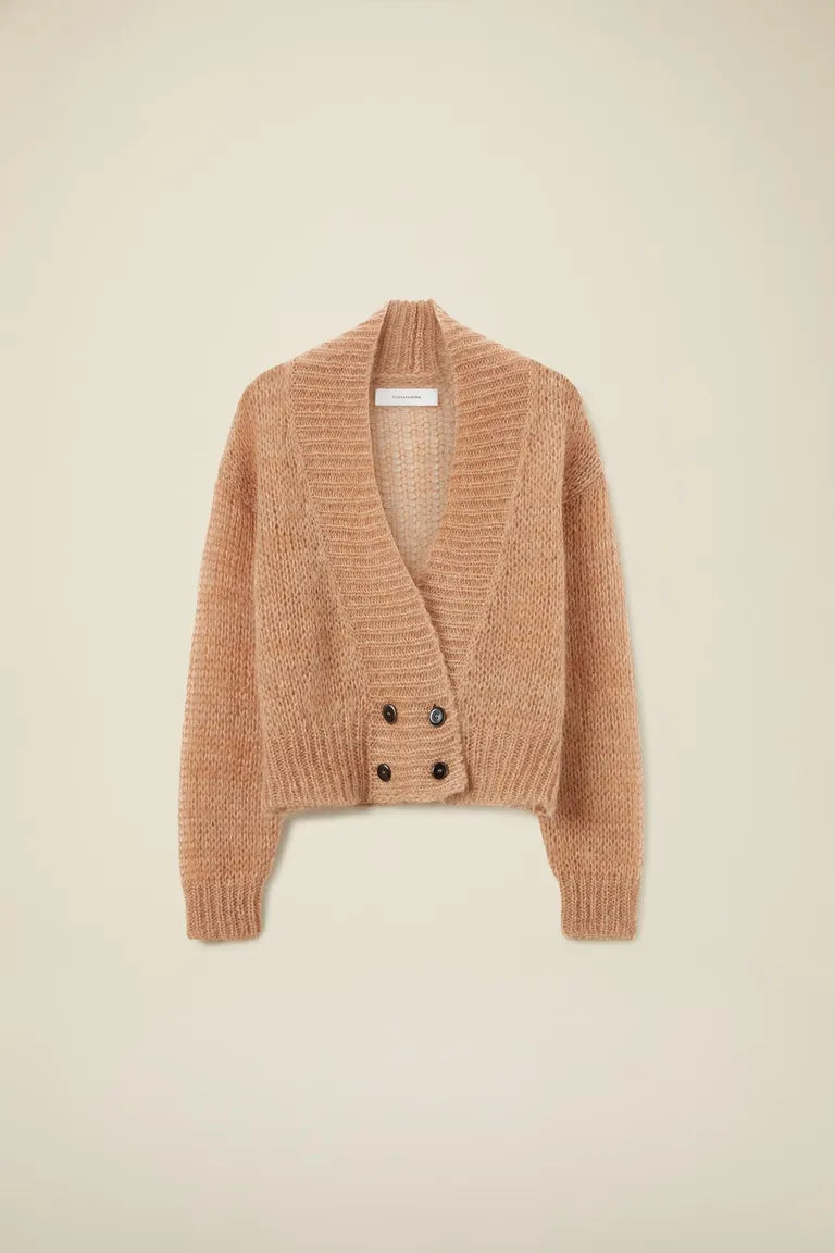 Cardigan doppio petto in mohair e lana