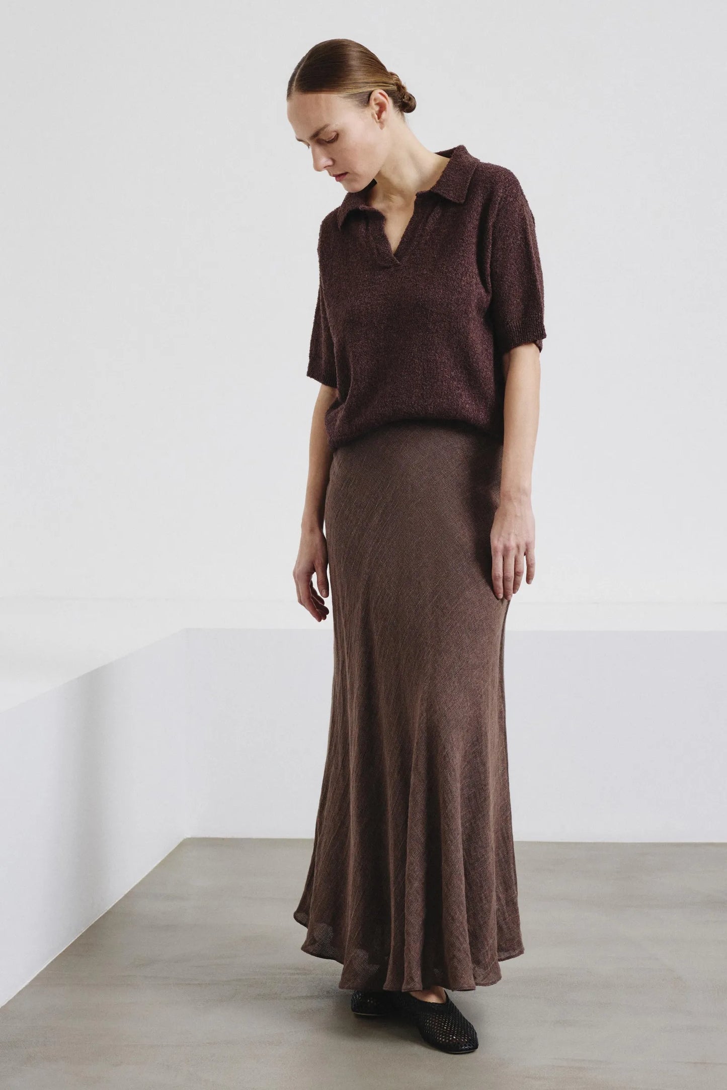 Gonna in garza di lino e cotone