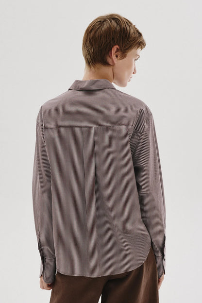 Camicia in popeline rigato