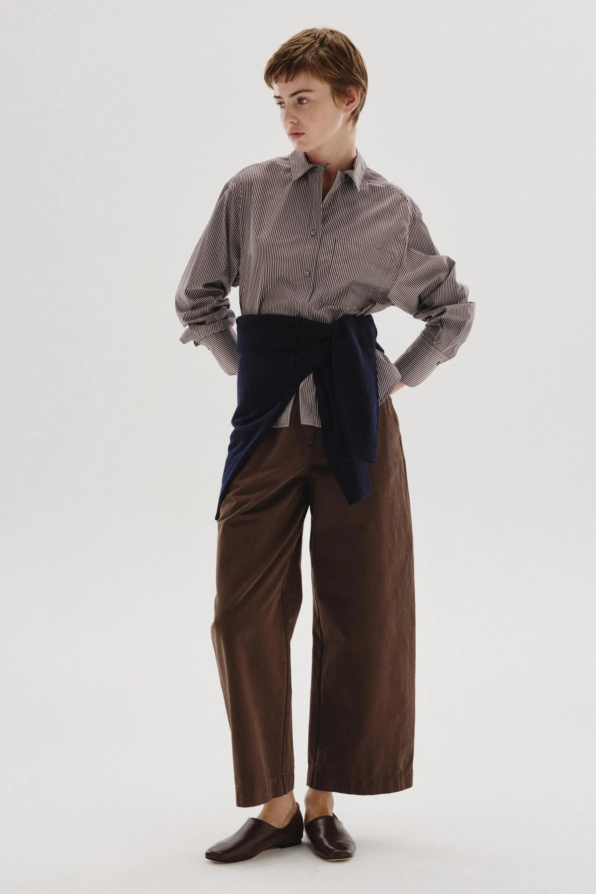 Camicia in popeline rigato