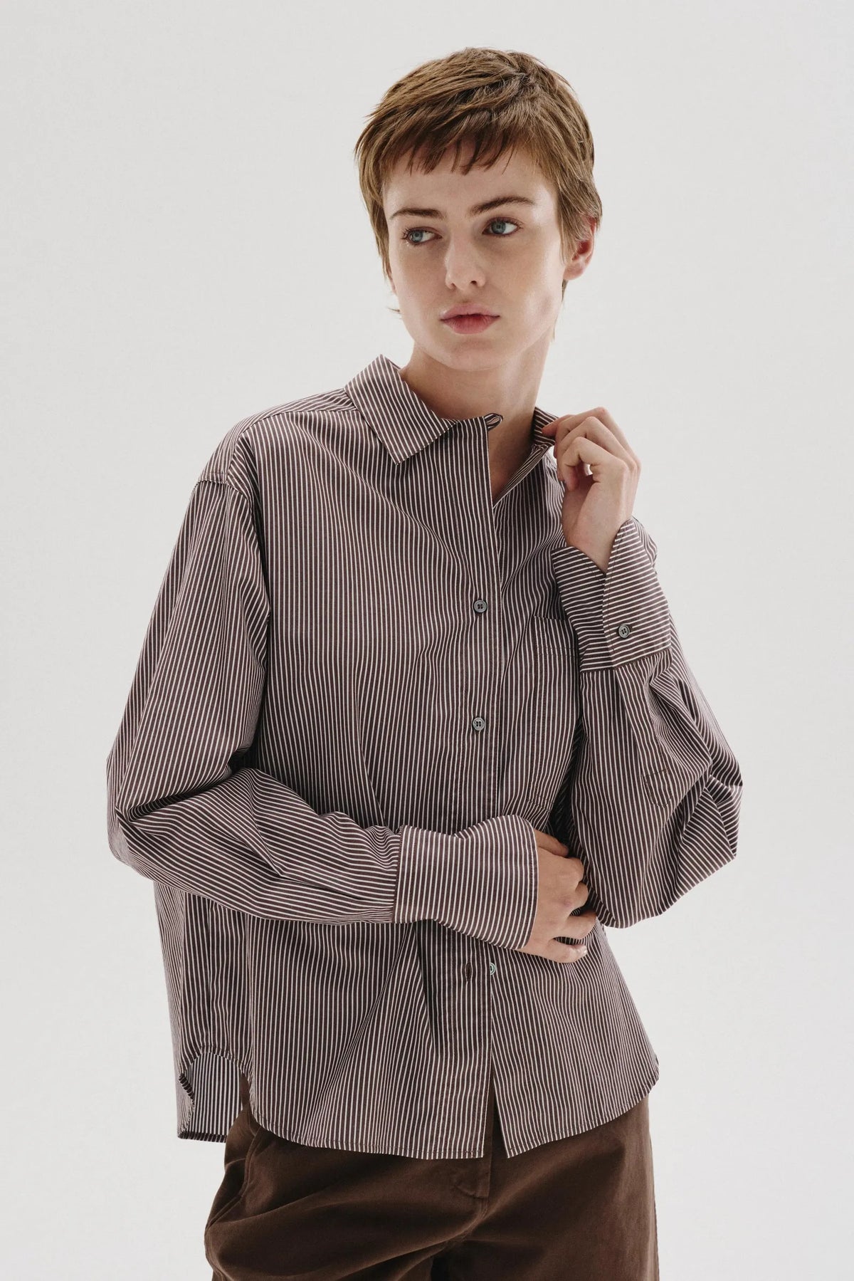Camicia in popeline rigato