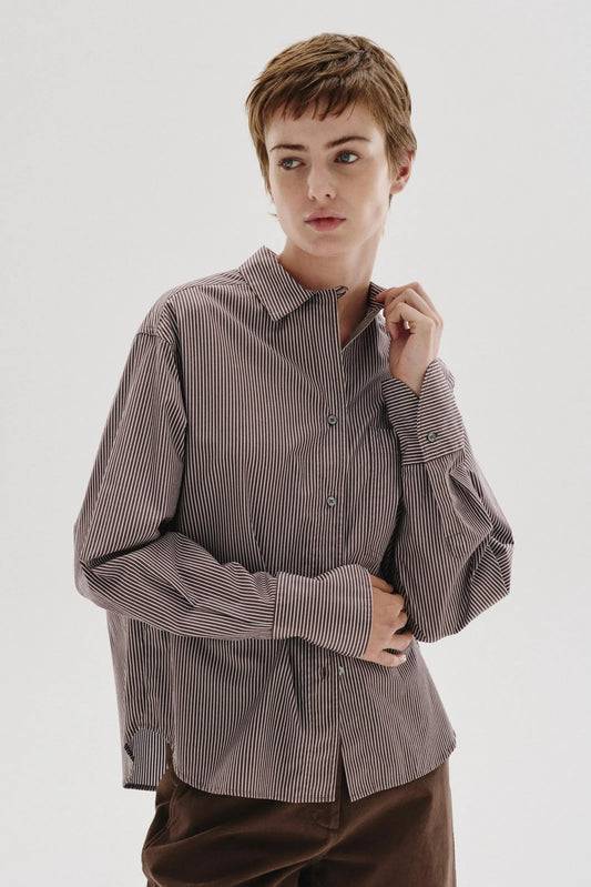 Camicia in popeline rigato