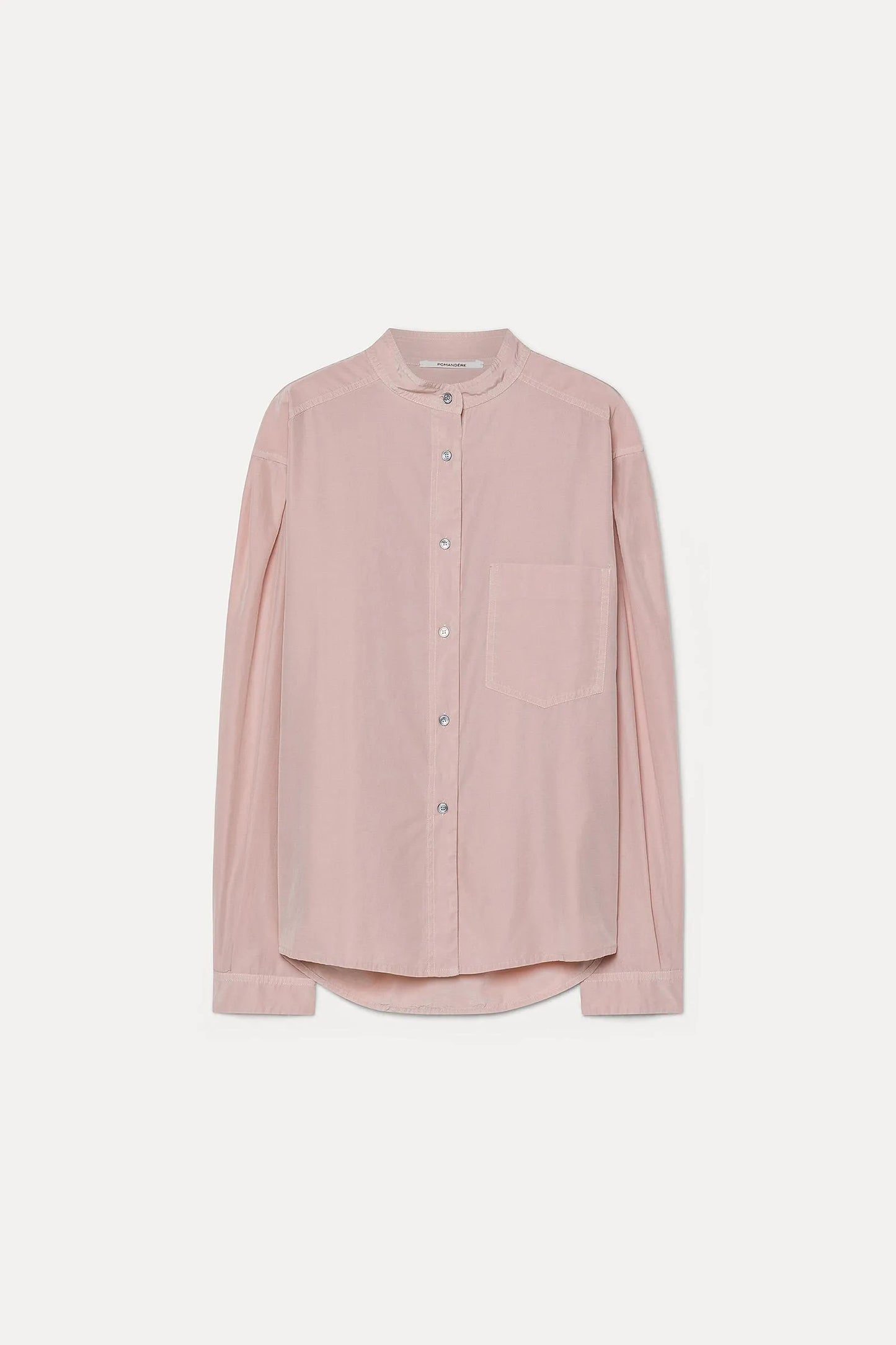 Camicia con collo a fascetta in habutai di seta e cotone