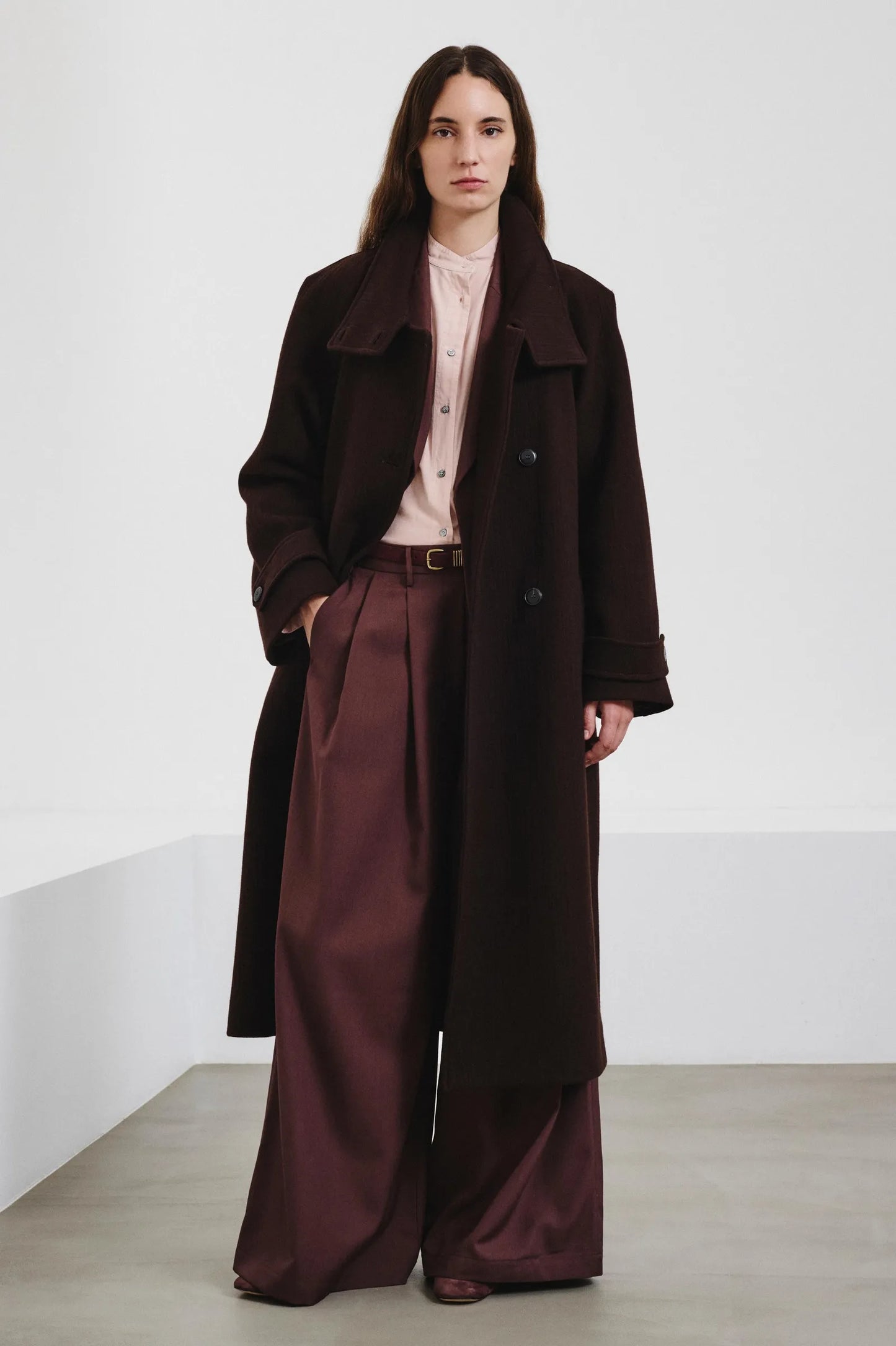Cappotto doppiopetto in panno di lana e cashmere