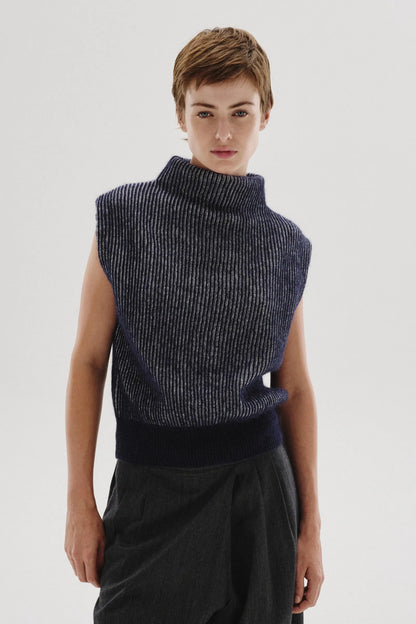 Gilet in vanisè di alpaca e lana