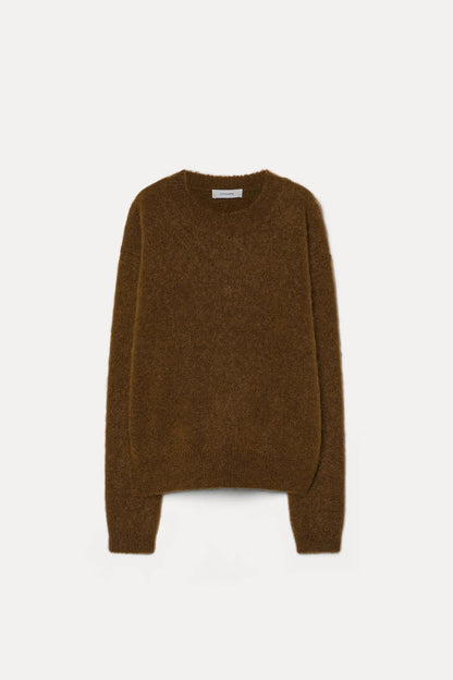 Maglione girocollo in mohair gianduia