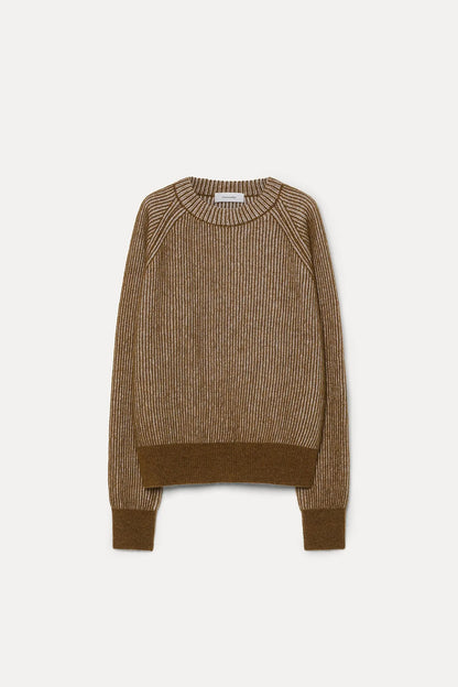 Maglione girocollo in vanisè di alpaca e lana