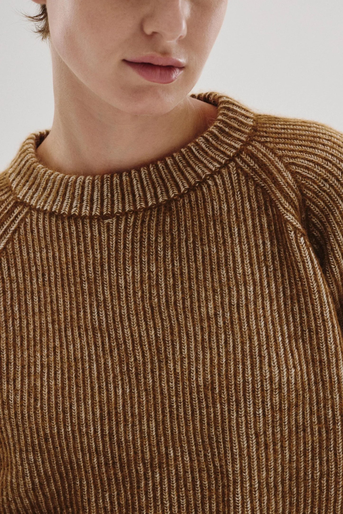 Maglione girocollo in vanisè di alpaca e lana