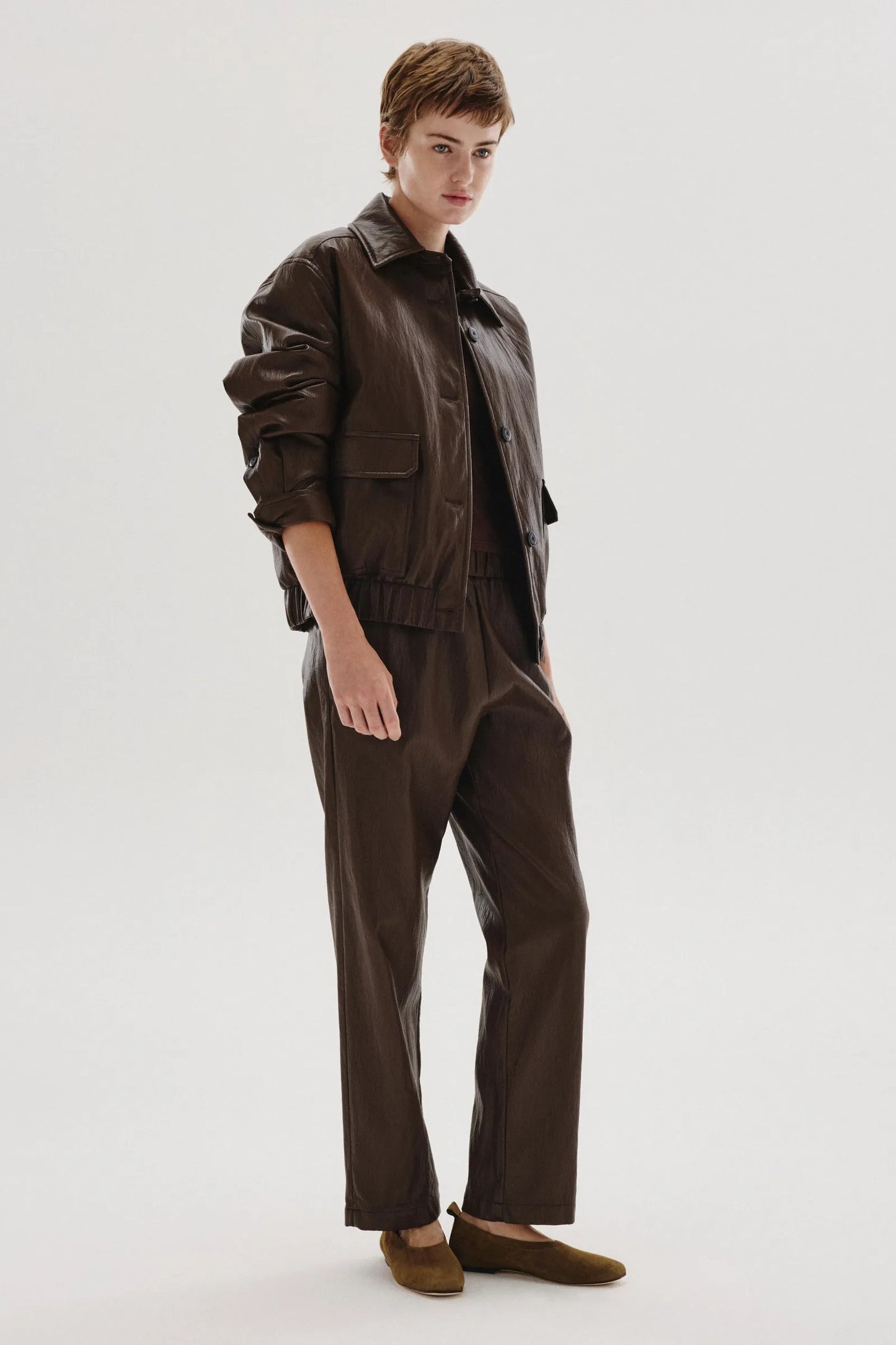 Pantalone jogging in ecopelle