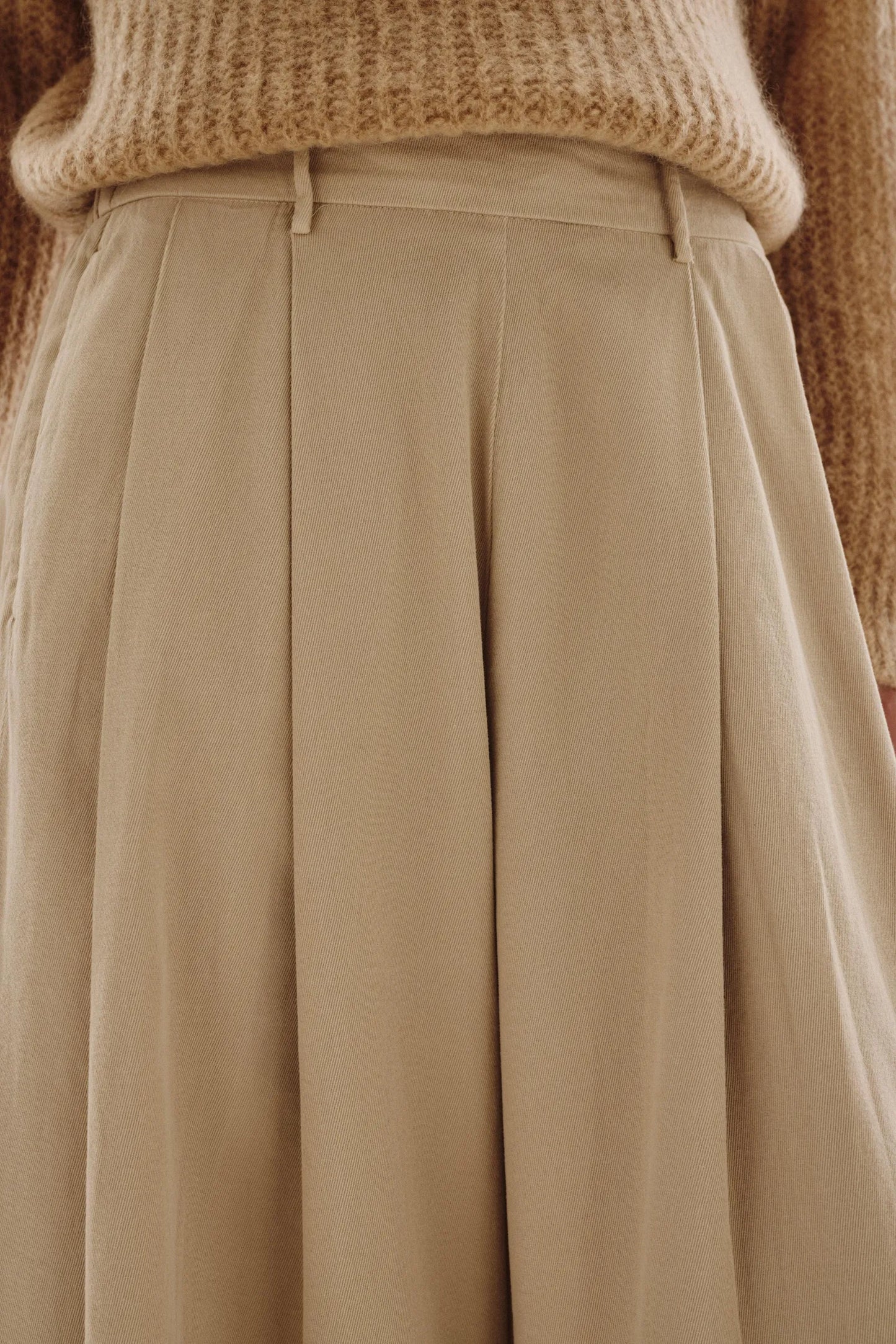 Pantalone ampio in flanella di cotone lana