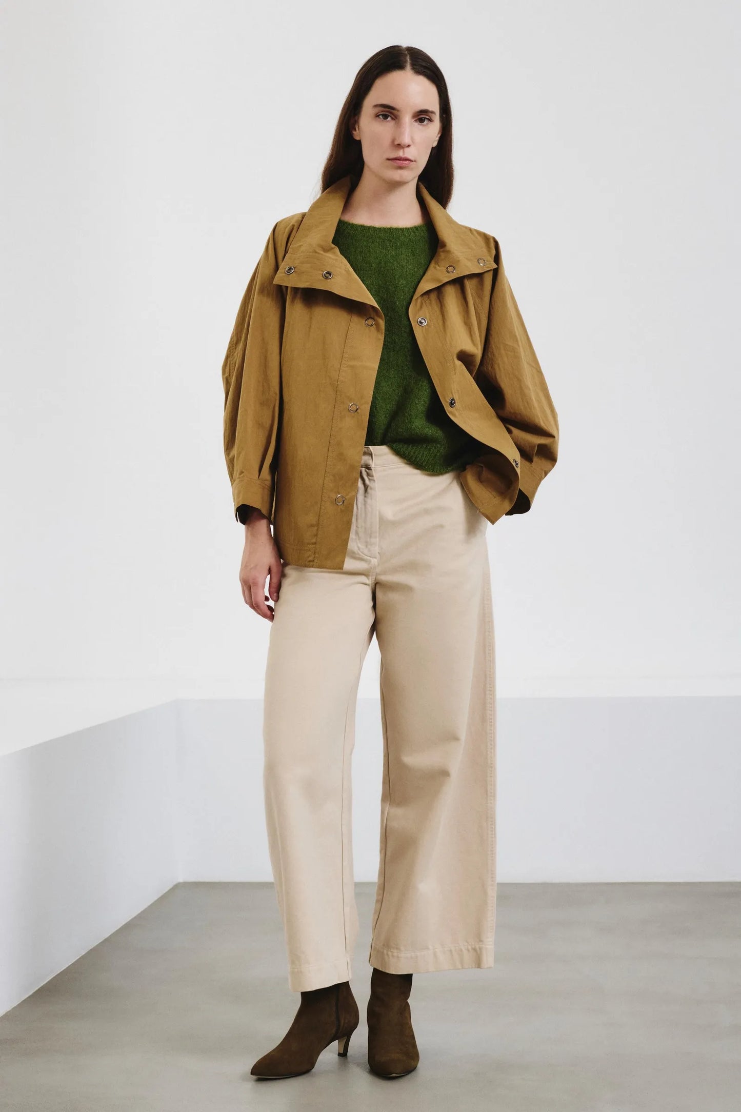 Pantalone barrel in drill di cotone smerigliato