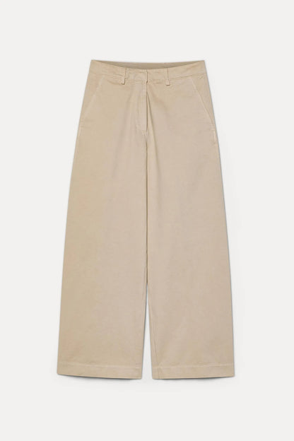 Pantalone barrel in drill di cotone smerigliato
