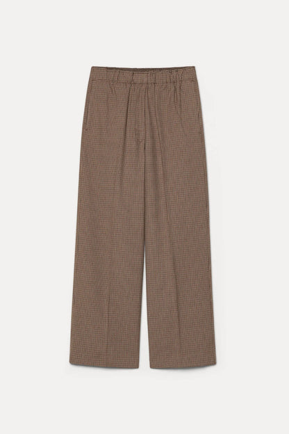 Pantalone con elastico in flanella pied de poule
