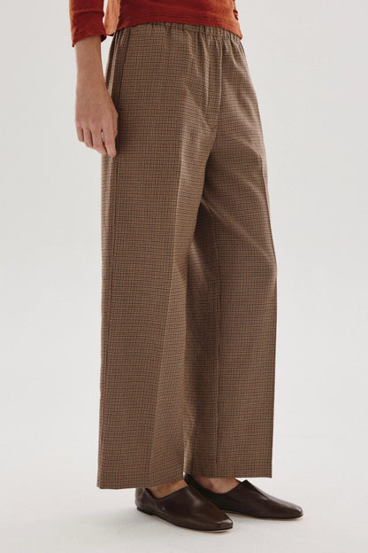 Pantalone con elastico in flanella pied de poule