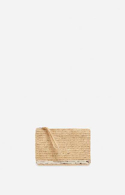 Pochette clutch Raffia zipped