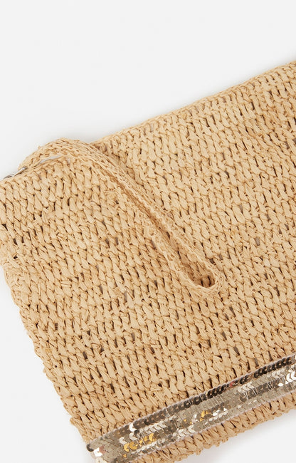 Pochette clutch Raffia zipped